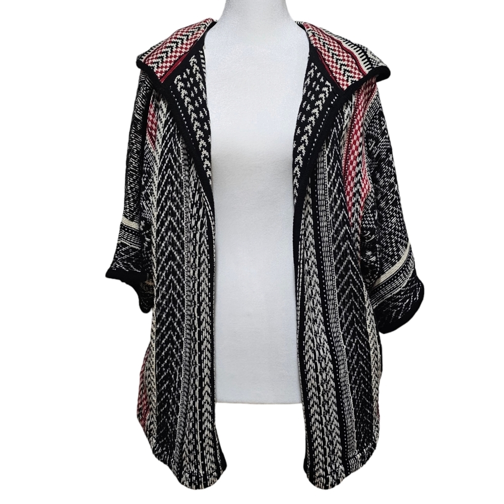Forever 21 Women's Boho Tribal Print Hooded Cardigan with Pockets - Size Small